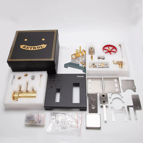 Hands On Steam Engine Model Kit With Boiler For DIY Projects, Metal Beam Engine Build For Tinkerers, 84 Piece Set components