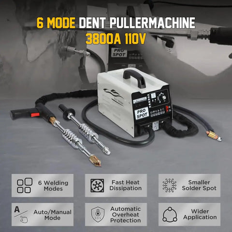 Dent Puller Welder Kit For Auto Body Repair 3000W Spot Welder With 6 Modes And 3800A Stud Welder 110V on table with tools
