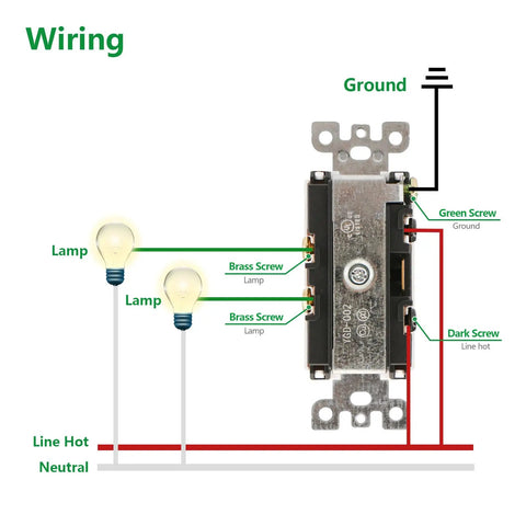 Dual Rocker Combination Decorator Switch White 120V 15A Ground Terminal UL Listed Two Separate Switches for Your Home or Office Residential Commercial Grade Space Saving Easy Install wiring diagram