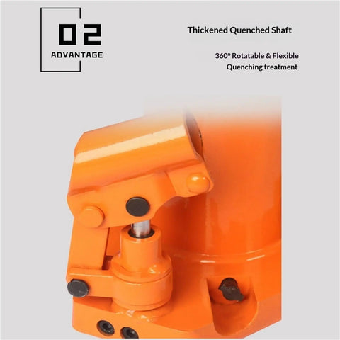Close-up of Slick Hydraulic Claw Jack Handles Your Whip With Ease, 5 Ton Manual Car Repair Tool showing thickened quenched shaft.