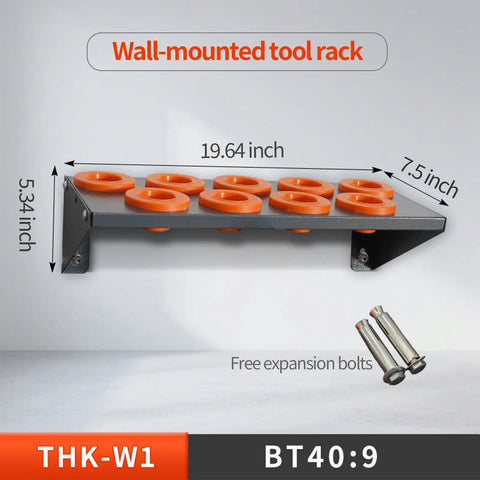 Heavy Duty Large Capacity CNC Tool Storage Cabinet With Vertical Drawers For CAT BT40 Tool Holders, wall-mounted rack with 9 slots.