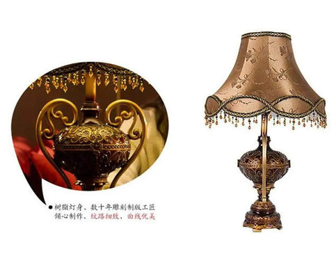Tiffany Style Table Lamp With Floral Jeweled Design In Resin And Bronze Finish Cloth Lampshade Warm White LED Not Dimmable 360 Degree Illumination