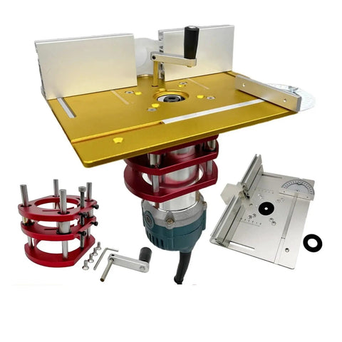 Killer Alignment Aluminum Router Table Insert Plate With Smooth Lift Mechanism showing aluminum base and integrated lift for easy adjustments.