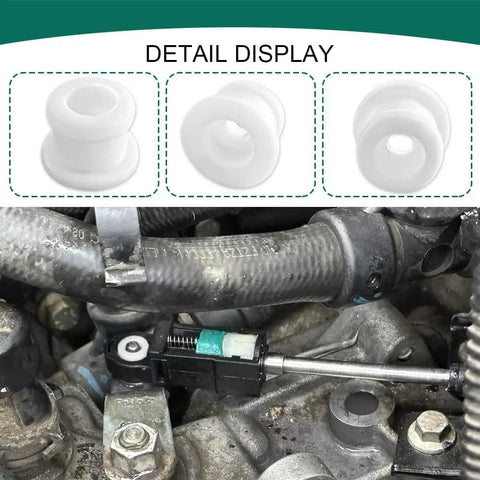 Ford Shifter Cable Bushing Kit No Fuss 2 Pack For Edge Fusion Escape Transit Connect C Max Transmission Gear Shift Repair Replace OEM KV6Z7K340A DG9Z7K340A Durable Fit detail display showing bushing close-up and installed view.