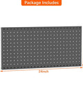 Heavy Duty Metal Pegboard Panels Pack Of 3 For Wall Mount Garage Tool Storage Black Finish Modular Pegboard Organizer For Workbench Shop And Tool Wall, 24x12 inches, black steel panel.