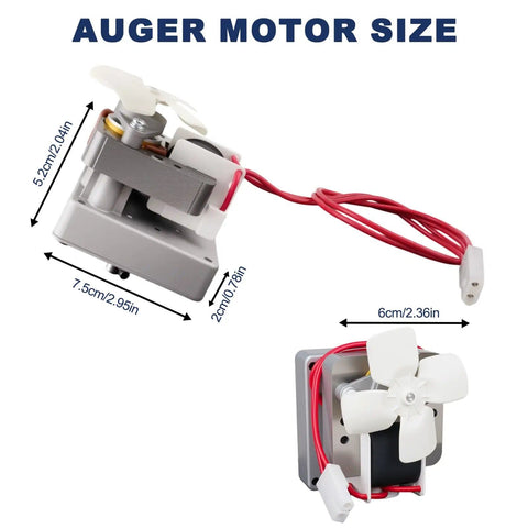 2 RPM Auger Motor Replacement for Wood Pellet Grills 120V 60Hz 2 Pole Heavy Duty BBQ Motor in packaging with dimensions visible