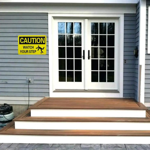 2 Pack Caution Watch Your Step Sign 10 By 7 Inches Built To Last Rust Free Aluminum With Reflective Coating For Night Time Visibility UV Protected And Weatherproof Indoor Outdoor Safety Sign