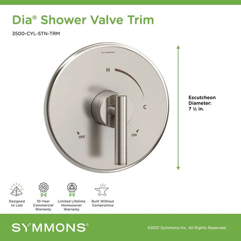 Satin Nickel Shower Valve Trim With Escutcheon And Single Lever Handle For Use With Pressure Balancing Valve 261XBODY Or Temptrol