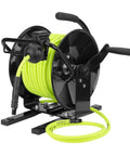 Manual Open Face Air Hose Reel 1/4 Inch By 100 Feet Hybrid ZillaGreen Heavy Duty Lightweight Build With Swivel Handle Hose Layering Guide