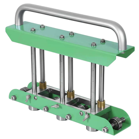 Heavy Duty Portable Sheet Metal Bender Station for 0 to 90 Degree Folds, ideal for rain diverters, roof edges, works with steel, aluminum, copper sheets 0.01 to 0.04 inch (0.3 to 1.0 mm) thick, front view.