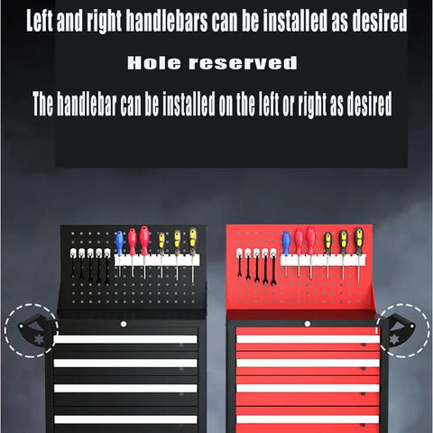 Five Drawer Rolling Tool Cart With Wheels And Keyed Lock Pegboard Included Boss Grade Heavy Duty Mobile Tool Chest On Wheels For Garage Workshop And Warehouse Durable Blue Finish, pegboard handle left-right