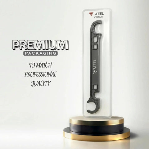 Armorers Wrench for Heavy Duty Assembly and Maintenance with Dual Half Inch Drive Ports, Heat Treated 42CrMo Steel, Rust-Resistant Manganese Phosphate Coating, Pro Grade Torque Marks, Notched Groove Positive Engagement, Ergonomic Grip in clear blister pack