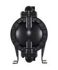 Front view of VEVOR air-operated double diaphragm pump, 1-inch inlet/outlet, aluminum body, black