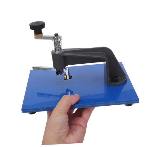 Adjustable Glass Circle Cutter Tool Kit For Glass And Mirror Manual Circle Cutting Tool With Sharp Cutter Head Pro Grade For Stained Glass Easy Grip Precise Circle Cutting Durable Replacement Blades, hand-held on blue glass