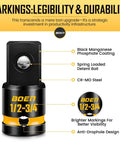 8 Piece Impact Socket Adapter And Reducer Set For One Quarter Three Eighths One Half Three Quarters Inch Drives Cr Mo Steel Impact Driver And Wrench Conversion Kit With Deep Embossed Markings Seamlessly Connect Any Drive Size And Cut Tool Costs image showing a CR-MO steel socket with black coating and markings for enhanced visibility and durability.