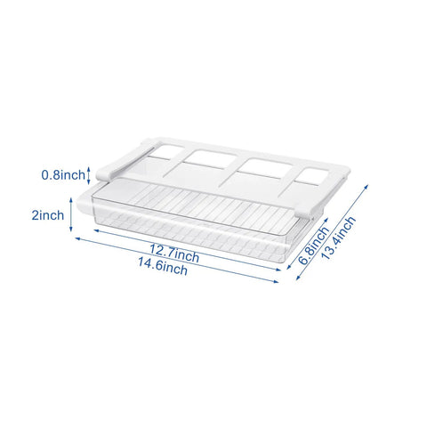 Slick Shallow Fridge Drawer Organizer Glides Smoothly Under Any Shelf For Cheese Deli Meat And Snacks Slim Storage Bins That Keep Your Fridge Game Tight With Zero Fuss No Tools Required Easy Fit