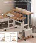 Effortless Height Adjustable Rolling Computer Desk, Foldable Standing Laptop Table with 67CM to 115CM height adjustment and smooth glide wheels.