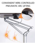 Mobile Standing Desk With Smooth Roll Casters Height Adjustable Sit To Stand Laptop Table showing pneumatic lift mechanism details.
