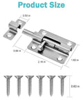 Dimensions view of Heavy Duty Door Slide Latch Lock 3 Inch Barrel Bolt Built From Solid Steel For Maximum Privacy And Security, Brushed Nickel Finish Sliding Door Lock With Easy Install Screws, Great For Bathrooms, Bedrooms And Cabinets, 4 Pack.