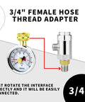 2.5 Inch Dial Water Pressure Gauge With Three Quarters Inch Female Hose Thread Waterproof Pressure Tester