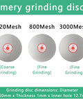Emery grinding discs, showcasing 320Mesh, 800Mesh, and 3000Mesh, for Rock Solid Adjustable Wet And Dry Bench Grinder.