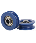 U-Groove POM Pulley Set Of 4, 5Mm Bore, 25Mm OD, Heavy Duty Track Roller For CNC And 3D Printer Motion, Rock-Solid, Low Friction Rotation, 30Kg Load Capacity, Ready For Easy Shaft Mount blue U-groove pulleys