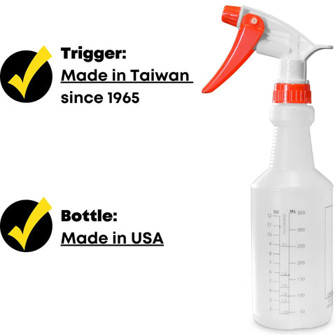 Boss Grade 16 Oz Spray Bottles 4 Pack With Dilution Ratios And Ounces To Milliliters Made In USA side view
