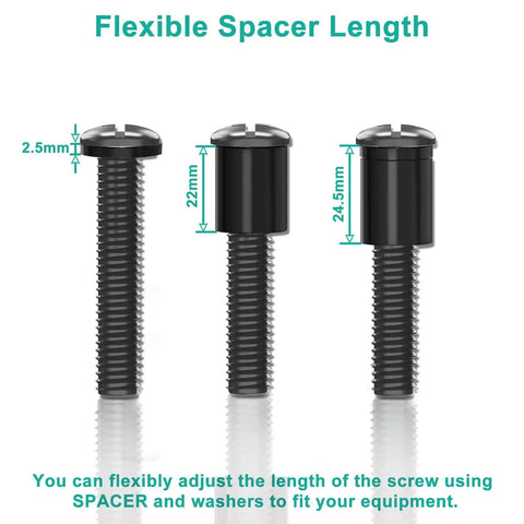 Flexible spacer length of Universal TV Mounting Hardware Kit With 68 Pieces Including M4 M5 M6 M8 Screws And Spacers