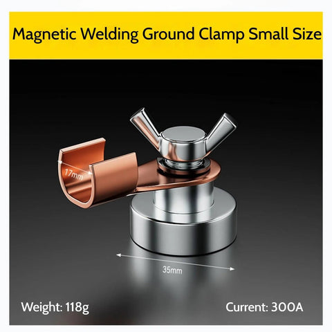 Quick Setup Welding Magnetic Grounding Clamp For Fast Precise Welds, 3.5x3.5 cm, alloy steel, strong magnet, featured in close-up view