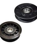 Upgraded Replacement Drive Belt Idler Pulley Set For GX20286 And GX20287 Traction Drive Idlers Fits Lawn Mowers, includes two black nylon pulleys.