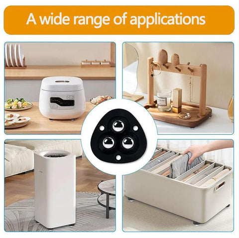 4 Pcs Self Adhesive Mini Casters Wheels For Appliances And Furniture 1.8 Inch 360 Degree Swivel No Drill shown with applications