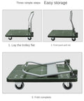 Beefy Folding Hand Truck Platform Cart For Home And Workshop Use Rugged Steel Flatbed Trolley With Easy Fold And Store Heavy Duty Move Big Loads Rust And Scratch Resistant Frame Versatile Moving Cart folded flat for easy storage