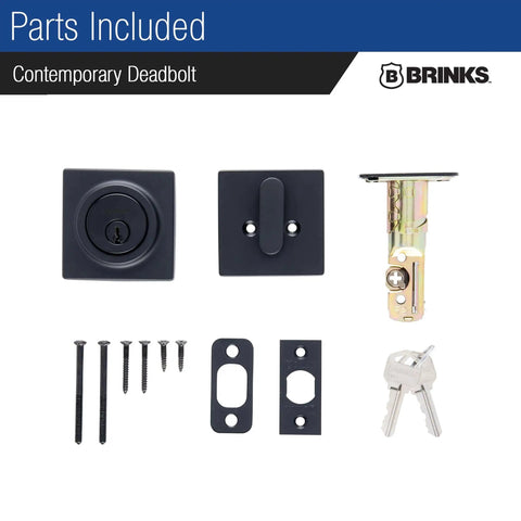 Parts of Single Cylinder Deadbolt Door Lock For Front Door With Keyed Entry Pick Resistant Security Matte Black Finish