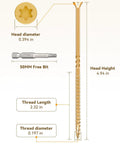 Diagram of 100 Count 10x5 Deck Screws For Exterior Wood Tan Color Rust Resistant Epoxy Coated Heavy Duty Construction Screws with dimensions