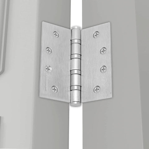 Goldenwarm Satin Nickel 4 Inch Ball Bearing Door Hinges 3 Pack for Exterior and Interior Doors Square Corner Heavy Duty 304 Stainless Steel