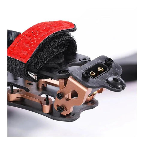 Close-up of LS220 220mm Wheelbase 5 Inch T700 Carbon Fiber Frame Kit component showing carbon arm and clamping plate detail