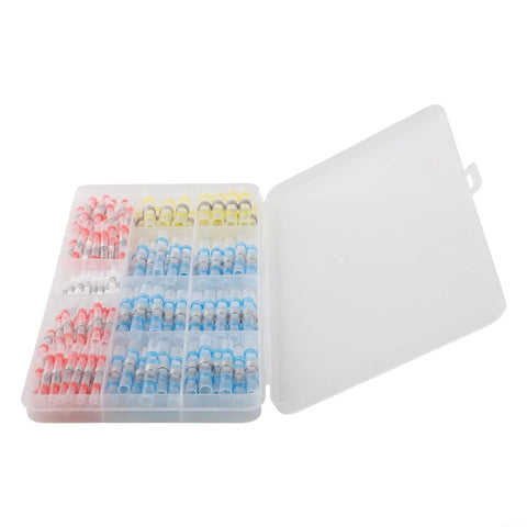 200 Piece Solder Seal Heat Shrink Butt Connectors Kit Waterproof Wire Terminals Perfect For Marine Auto Truck RV Trailer Wiring Splice Quick Repairs And Tight Spaces Without Complex Tools, assorted in plastic case