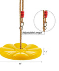 Yellow disc with adjustable rope, 11-inch diameter, part of Daisy Disc Tree Swing With Rope Seat For Backyard Play Blue Monkey Swing Style.
