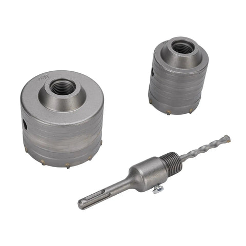 Get The Heavy Duty Hole Saw Kit With Rock Solid Tungsten Steel Built Tough To Blast Through Brick Cement And Concrete Like A Boss For Those Big 60mm and 80mm Jobs That Need Serious Grit And Precision Without Getting Clogged Up By Dust. 60mm and 80mm tungsten steel hole saw bits with SDS shank