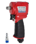 Red 1/2 Inch Mini Air Impact Wrench With Twin Hammer For One Hand Operation, Lightweight Vacuum Uptake Design, 500 Ft Lbs Torque