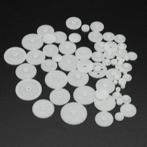 58Pcs White Plastic Gear Set For RC Cars And DIY Models Including Small Motor Gears For Toy Helicopter Replacement Accessories