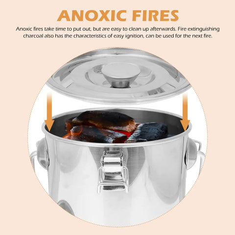 Stainless Steel Airtight Bucket With Cover For Beverages Camping And Beer Chilling Portable Sealed Metal Cooler Bin Outdoor Water Bin Chiller Durable Food Safe Outdoor Gear with charcoal inside