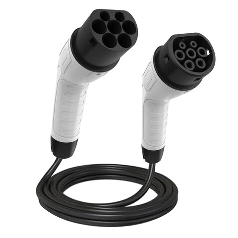 Heavy Duty Type 2 Ev Charger Cable 32 Amp 3 Phase 22 Kw Fast Charging Cord 5 Meter Length with dual connectors and flexible cord.