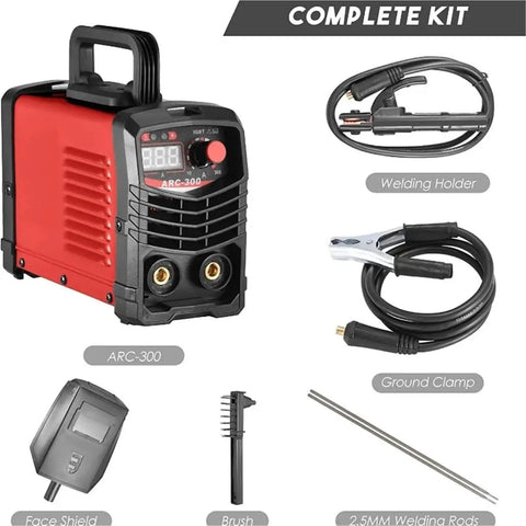 120A 110V MIG and Arc Welding Machine Semi Automatic DC Welder setup with accessories including holder and clamp for DIY use
