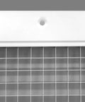 Close-up of 36 by 36 Inch Cube Core Eggcrate Return Air Grille Aluminum Rust Proof White Finish for HVAC duct openings and vent covers.