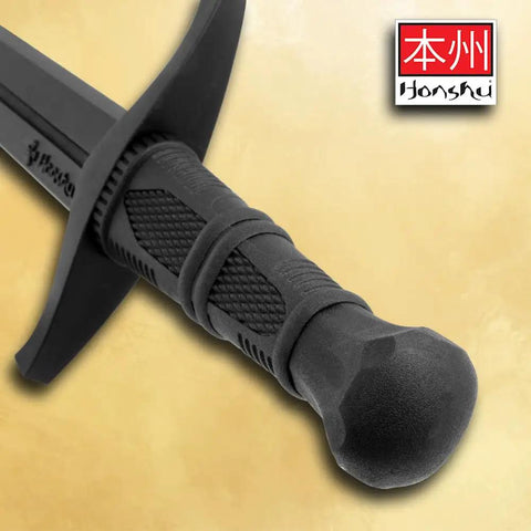 Close-up of Tough As Nails Polypropylene Training Dagger For Combat Practice With Textured Grip 18.5 Inch Overall Length Handle