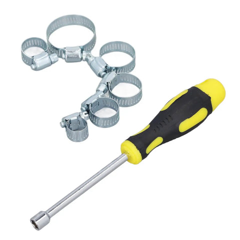 49 Piece Hose Clamp Kit 13 To 44mm Adjustable Clamps With 8mm Hex Driver For Fuel Lines, Radiator Hoses, Pipes And Tubes