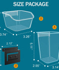 Diagram showing dimensions of 12 Pack Slatwall Storage Organizer Set With 6 Slatwall Boxes And 6 Cups, Transparent Containers With Metal Hooks