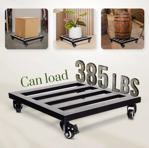 Lockable Heavy Duty Plant Caddy Trolley With 12 Inch Wheels Steel Construction 385 Lb Capacity showing versatility and load examples