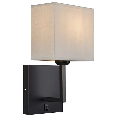 Pair Of Dope Hard Wired Wall Sconces With On Off Switch And Square White Fabric Shades Wall Mounted Lights For Living Room Fireplace Mantel Foyer Hallway Dimmable Bulb Compatible 110V E26 Socket Modern Small Vanity Illumination